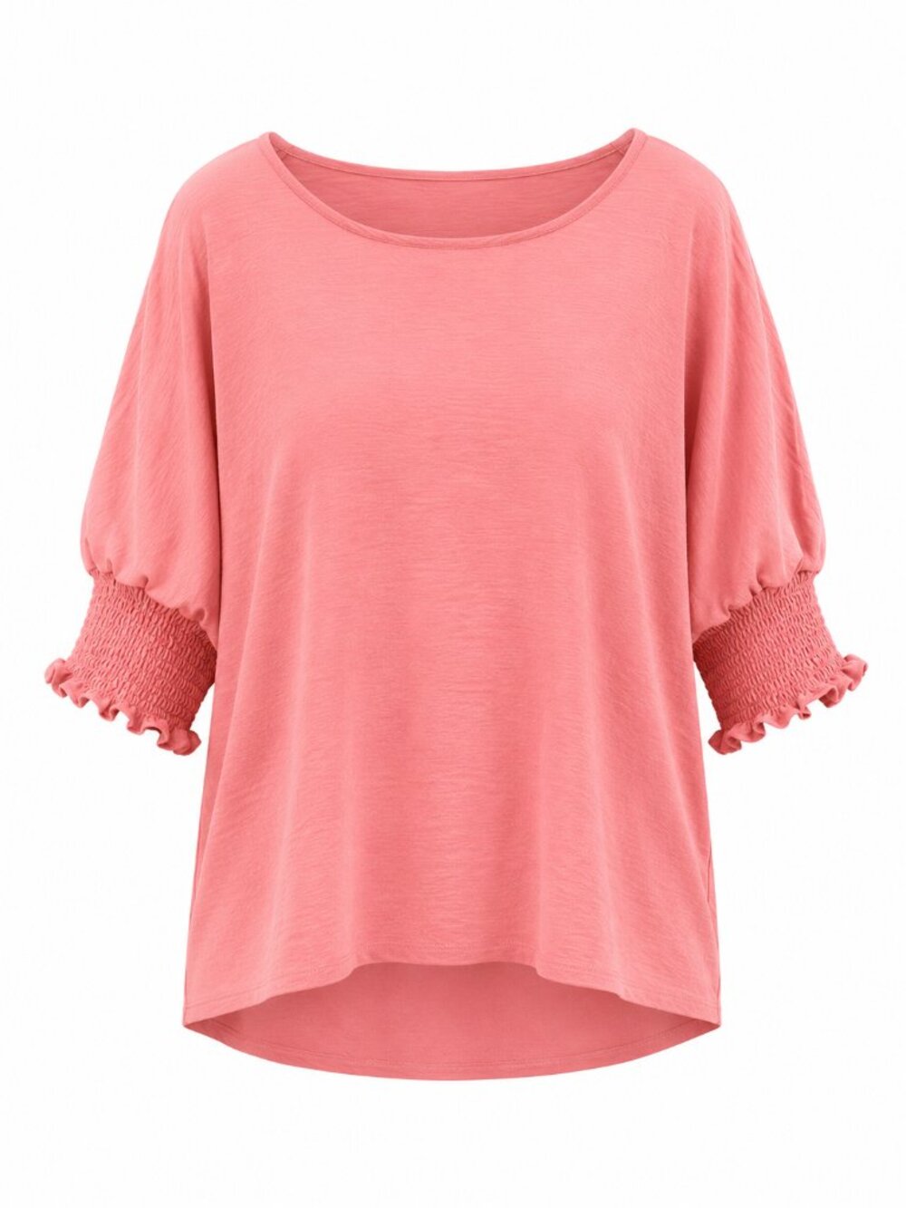 Women's Coral Pink Smocked Sleeve Blouse